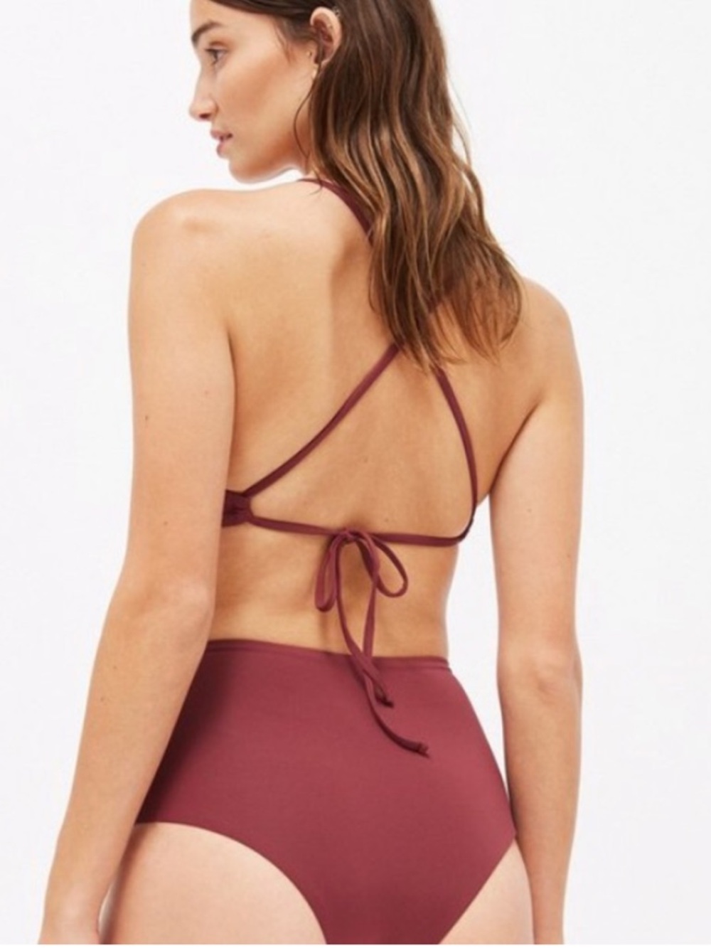 LACAUSA Sporty Tie Top + High Waisted Bottom